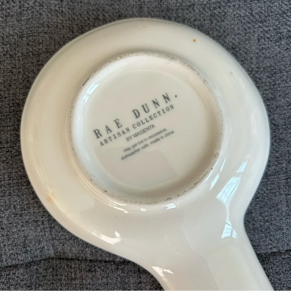 Rae Dunn Ceramic Spoon Rest, White, Black